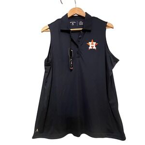 NWT Houston Astros‎ Antigua Logo Button Collar Navy Sleeveless Shirt Women's XXL